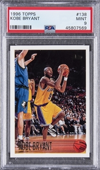 1996/97 Topps #138 Kobe Bryant Rookie Card - PSA MINT 9